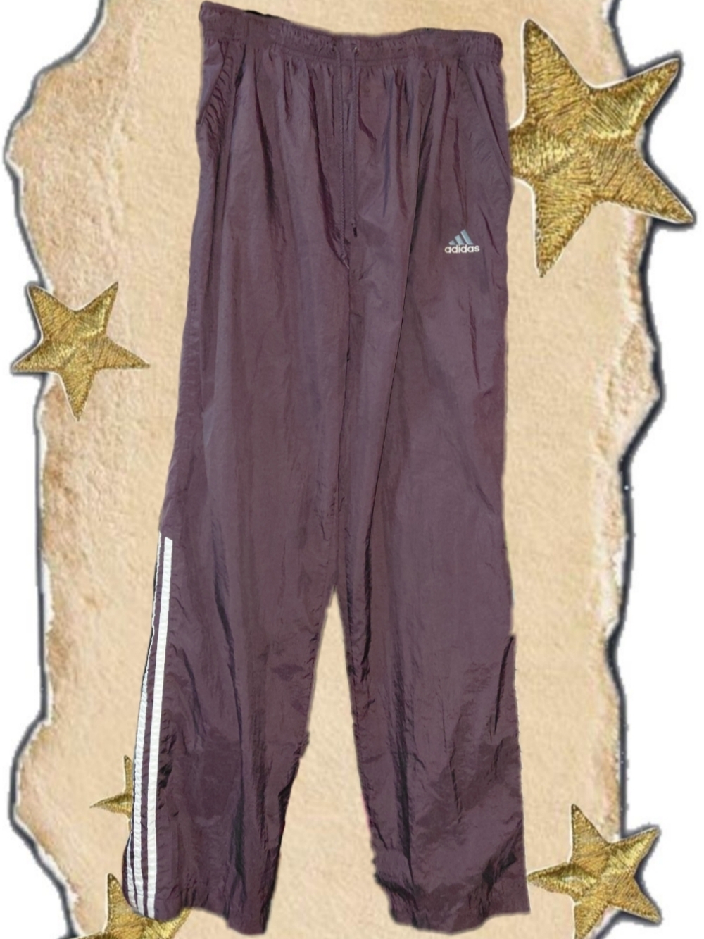 Vintage 90s Adidas Windpants Brown Light Blue Embroidered Logo XL Rare